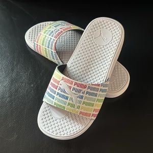 NEW rainbow colors white Puma cool cat sandal slide puma logo sandals slides